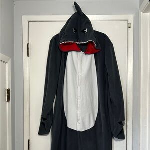 Gray and White Fleece Shark Onesie Daddy Shark XL Pockets Cosplay Costume
